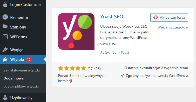 Zainstaluj wtyczkę Yoast SEO aby lepiej optymalizować treści WordPress
