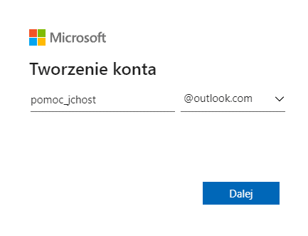 Utwórz konto Microsoft, np. poprzez utworzenie skrzynki e-mail Outlook za darmo